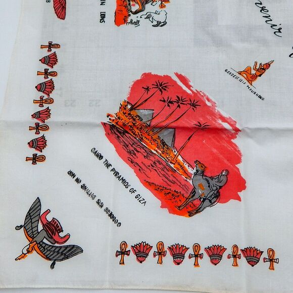 Egyptian Landmark Symbols Scarf Souvenir Cotton Tourist Attractions - Picture 7 of 10